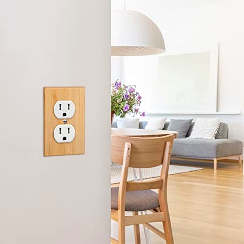 Pinkunn Solid Wood Bamboo Light Switch Plate (Double Hole) for Bedroom Kitchen Home