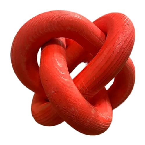Boho Wooden Knot Chain Link Decor for Coffee Table Entryway — Red