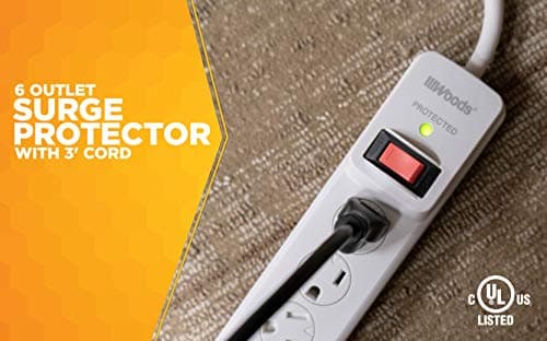 Surge Protector for 900J Protection, 6 Outlets, 3-Foot Cord, White