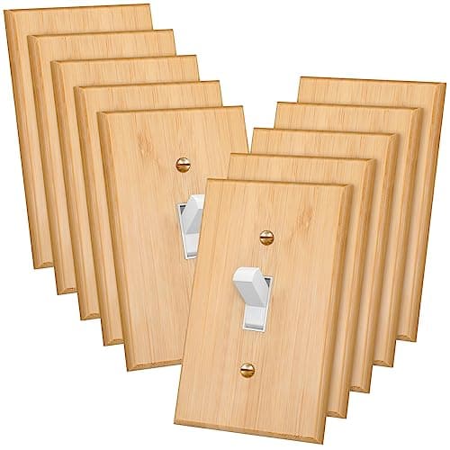 Pinkunn Solid Wood Bamboo Light Switch Plate (Double Hole) for Bedroom Kitchen Home — Single Toggle