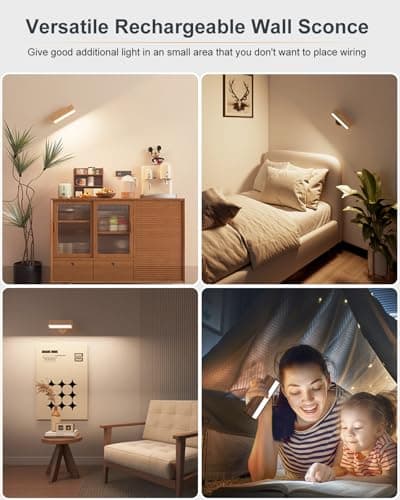 Rechargeable Battery Operated Wall Sconces Set of 2 for Bedroom
