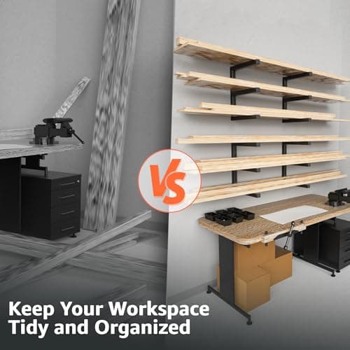 YYR Heavy Duty Wood Organizer, Black - 1200 LBS Capacity, 6-Level Shelf