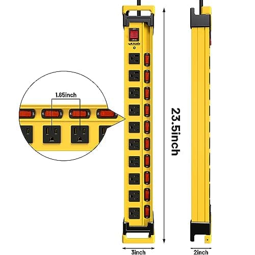 3300J Surge Protector Power Strip, 10 Outlets, Heavy Duty Metal Construction