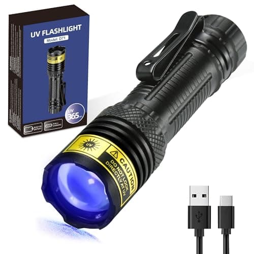 DARKDAWN 365nm Mini USB-C Rechargeable Black Light LED Flashlight