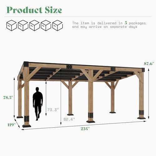 AMERLIFE 10 x 20 FT Solid Wood Gazebo with Metal Hardtop, Large Outdoor Grill Canopy