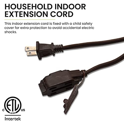 Go Green Power Inc. 20ft Brown Household Extension Cord, 3 Outlets, Indoor Use