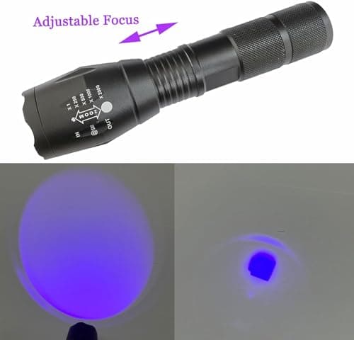 365nm & 395nm UV Flashlight Wood's Lamp Black Light for Pet Stains & Scorpion Detection LED Torch