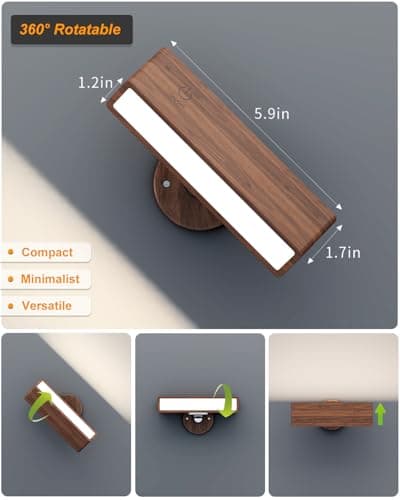 Rechargeable Battery Operated Wall Sconces Set of 2 for Bedroom