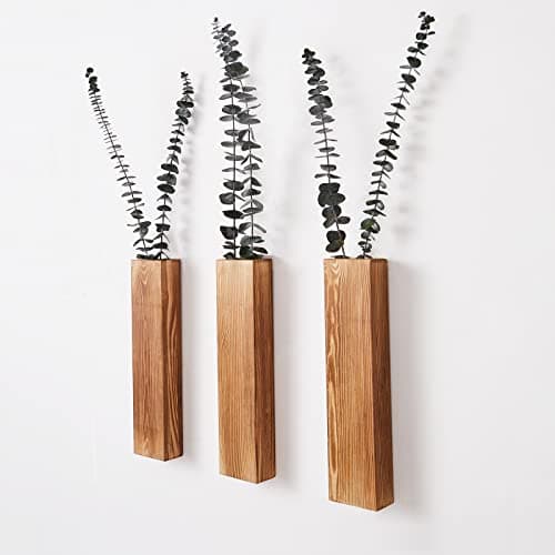3-Pack Slim Wood Wall Planters for Artificial Plants & Dried Flowers