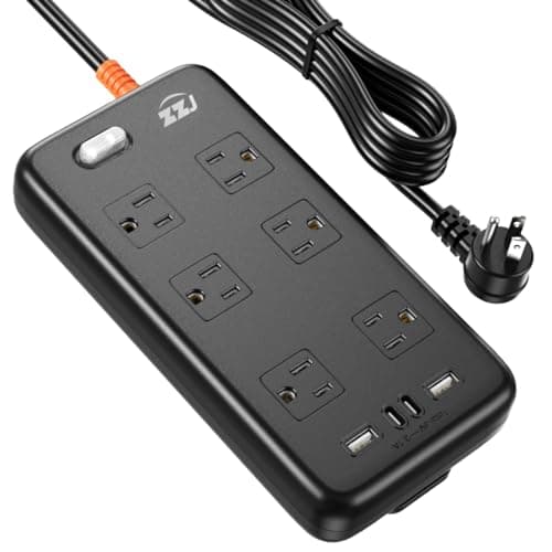 Weatherproof Outdoor Power Strip, 1875W 7-in-1 Surge Protector 10FT Cable — Charcoal Black