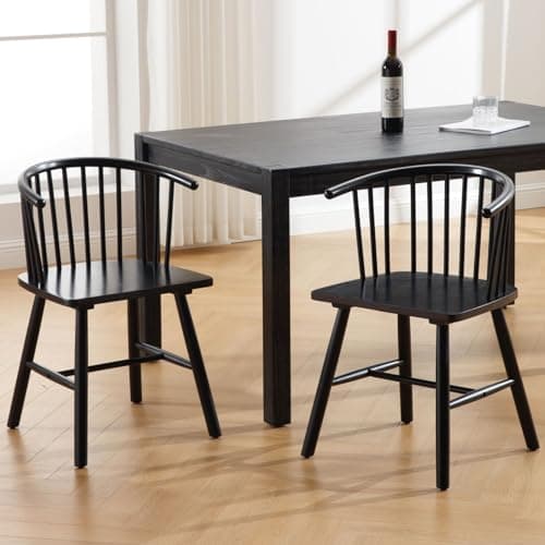 Black Windsor Spindle Back Dining Chair Set Kitchen Arm Chairs