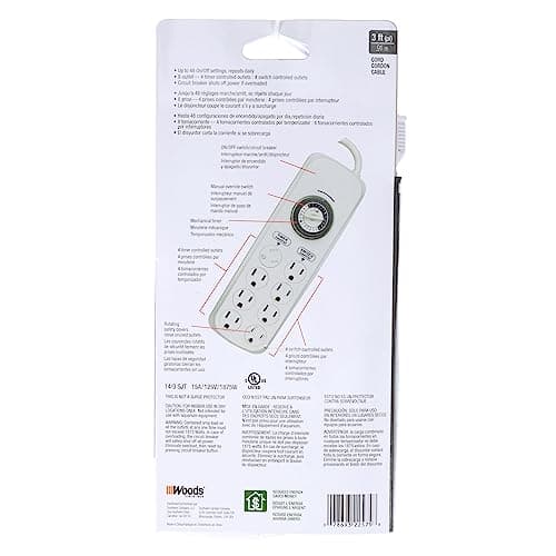 Woods 22575WD Mechanical Timer Power Strip - 8 Grounded Outlets