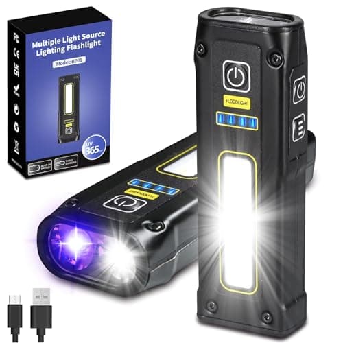 DARKBEAM 365+395 Blacklight Flashlight, High Lumen USB-C Rechargeable Red Light Emergency Power — B201 UV365nm(bluish)+ White/Red/Emergency Light