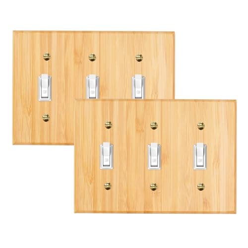 Bamboo Solid Wood Light Switch Plate Decorative Cover — 2PC-Wood Wall Plate 7