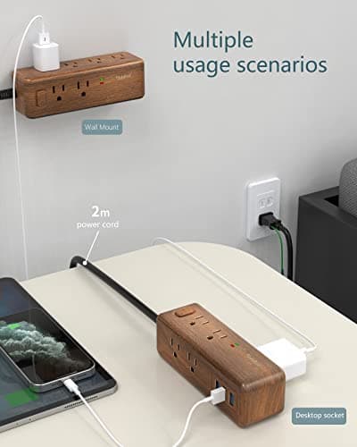 Surge Protector Power Strip 8 Outlets 3 USB 3ft Cord Circuit Breaker Home Office Dorm