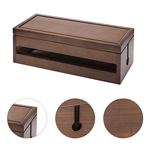 Changsuo Brown Wooden Cable Organizer for Desktop Power Strips