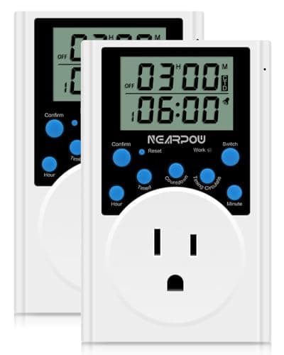Nearpow Programmable Digital Timer Switch, 15A/1800W, Infinite Cycle — Blue