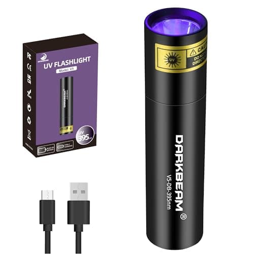 Rock Fluorescent Detection DARKBEAM 365nm Black Light Flashlight USB-C Rechargeable Portable — UV 395nm (Violet)
