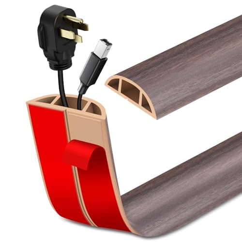 Smoked Brown Wood Floor Cord Cover 0.47"x0.27" (3.3Ft) Cable Hider — Brown Walnut Wood
