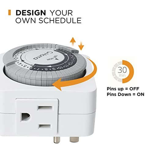 G-Homa 2-Pack 24-Hour Mechanical Timer for Lights, ETL Listed White