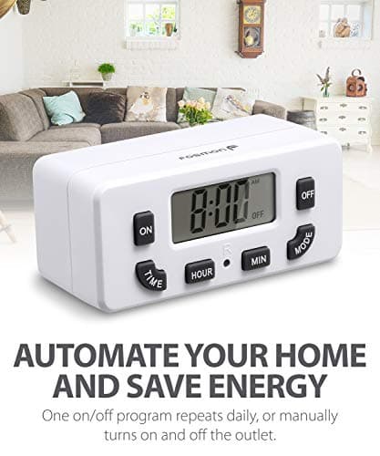Fosmon 24hr Programmable Digital Timer Outlet (2 Pack) for Seasonal Lights & Heaters