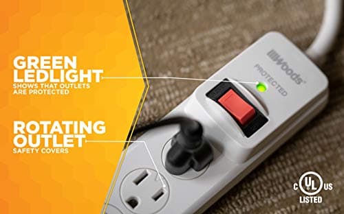 Surge Protector for 900J Protection, 6 Outlets, 3-Foot Cord, White
