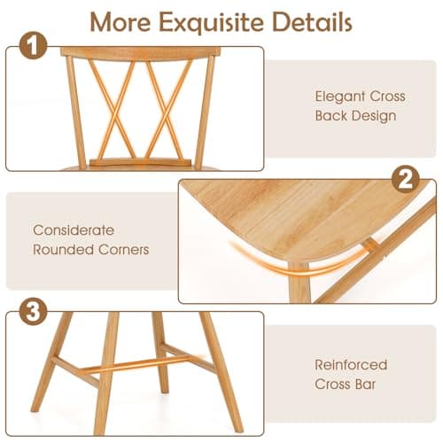 Giantex Natural Rubber Wood Farmhouse Dining Chair Set of 4
