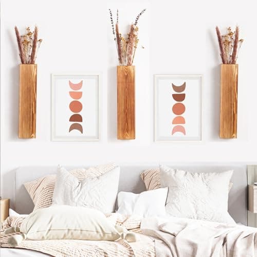 3-Pack Slim Wood Wall Planters for Artificial Plants & Dried Flowers