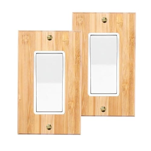 Bamboo Solid Wood Light Switch Plate Decorative Cover — 2PC-Wood Wall Plate 2