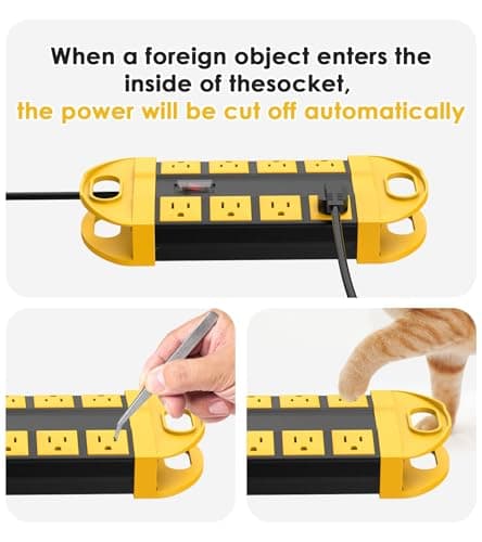 CCCEI Weatherproof Outdoor Power Strip with 8 Plugs and Surge Protector