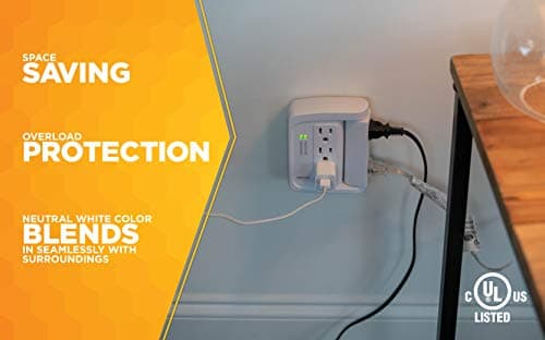 Compact Power Adapter Surge Protector with 6 Outlets for Homes