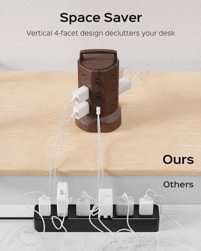 JACKYLED Power Strip Tower Surge Protector 6.5ft Extension 6 USB 12 AC Outlets Home Office Desktop