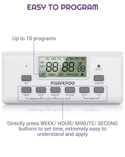2 Pack NEARPOW Digital Timer for Lamp 10 On/Off Programs, 24/7 Programmable