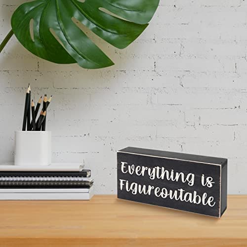 Esur Home Office Desk Black Decor - Inspirational Farmhouse Wooden Sign - Figureoutable