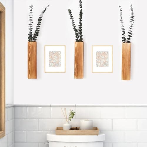 3-Pack Slim Wood Wall Planters for Artificial Plants & Dried Flowers