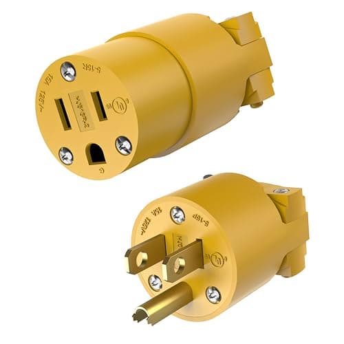 ENERLITES NEMA 5-15P & 5-15R Plug & Connector Set, 15 Amp 125V, UL Listed, Yellow