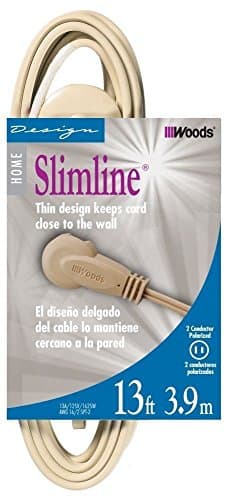 Slim Plug Extension Cord, 2-Wire, 13-Foot, Beige