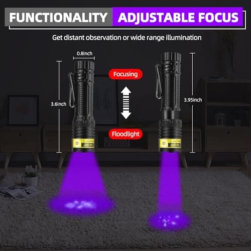 DARKBEAM 395nm Mini USB-C Rechargeable Black Light, Water Resistant & Focusable