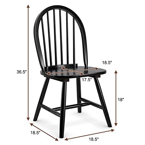 Giantex Black Windsor Armless Dining Chairs, Set of 4French Country Style