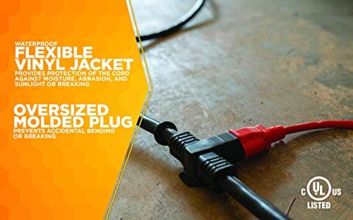 Compact 9Ft Extension Cord, 14 Gauge, General Purpose, Black
