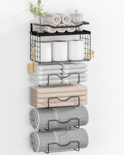 Bathroom Towel Racks, 6-Tier Wall Mounted Towel Holder