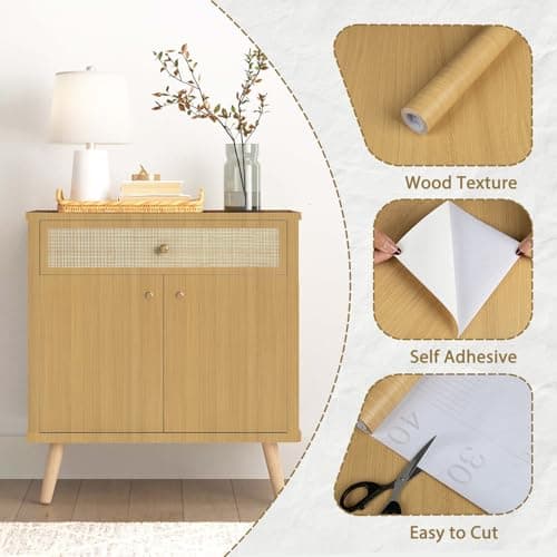 Abyssaly Light Wood Contact Paper for Kitchen Cabinets Shelf Drawer