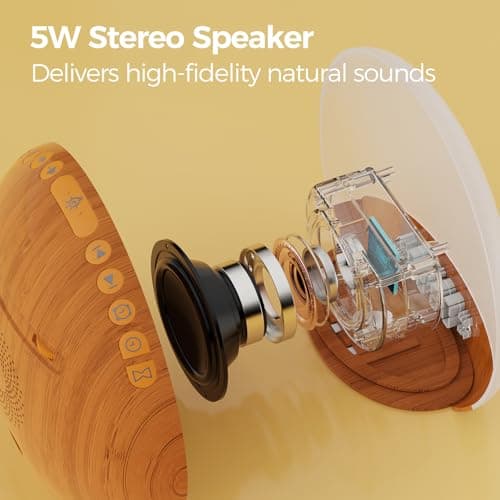 REACHER Wood Grain Sunrise Alarm Clock & Sound Machine, Digital Dimmable, 26 Sleep Sounds White Noise Machine