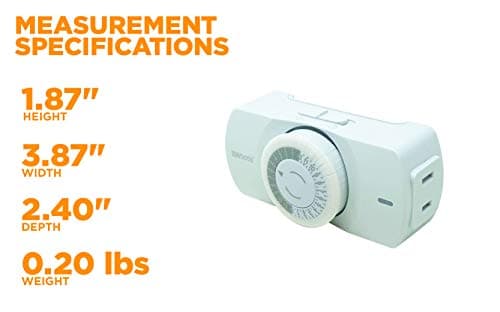 Compact 24-Hour Mechanical Timer for Indoor Use; 1 Polarized Outlet