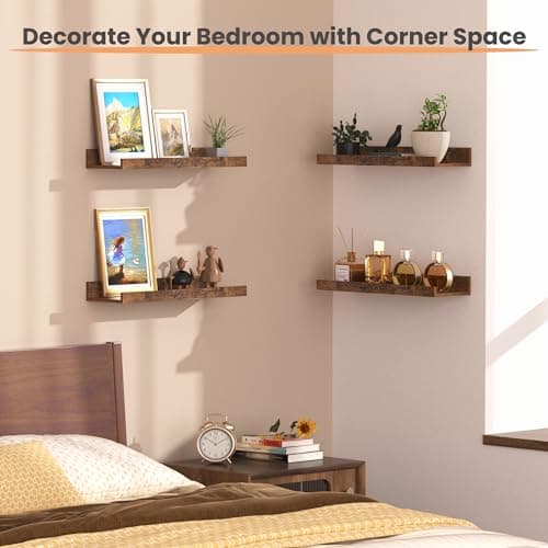 Usimples Brown Floating Shelves for Wall Decor & Storage Set of 6