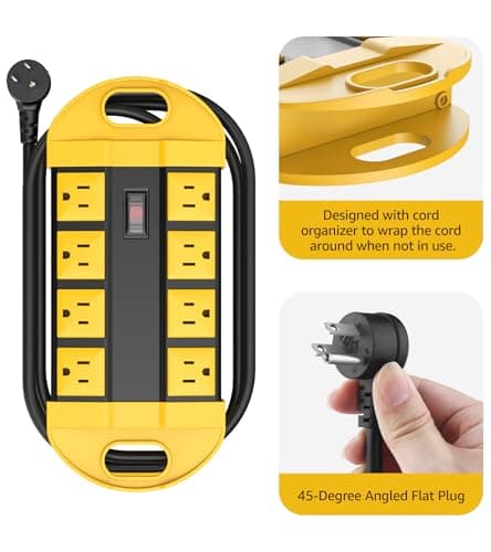 CCCEI Weatherproof Outdoor Power Strip with 8 Plugs and Surge Protector