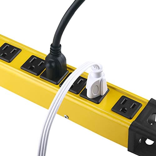 CCCI Heavy Duty 15A 6-Outlet Metal Power Strip, 1200 Joules Surge Protector, Yellow