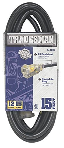 Durable 15-Ft Lighted Extension Cord for Indoor/Outdoor Use; 1 Pack