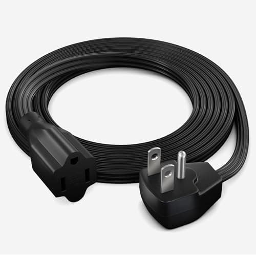 Heavy Duty 4 Feet Flat Plug Power Cord, UL Certified, White - Ideal for Home & Office — Black