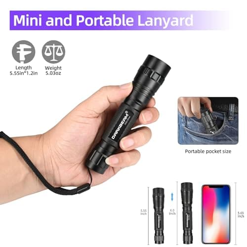 DARKBEAM UV Flashlight 395nm Blacklight, Powerful USB-C Rechargeable LED Ultraviolet Flashlight for Pet Urine Detection